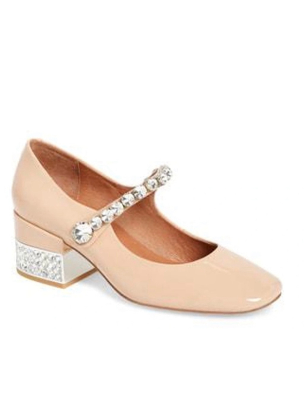 Women's Jeffrey Campbell Beige Crystal Mary Jane Heels Size 8